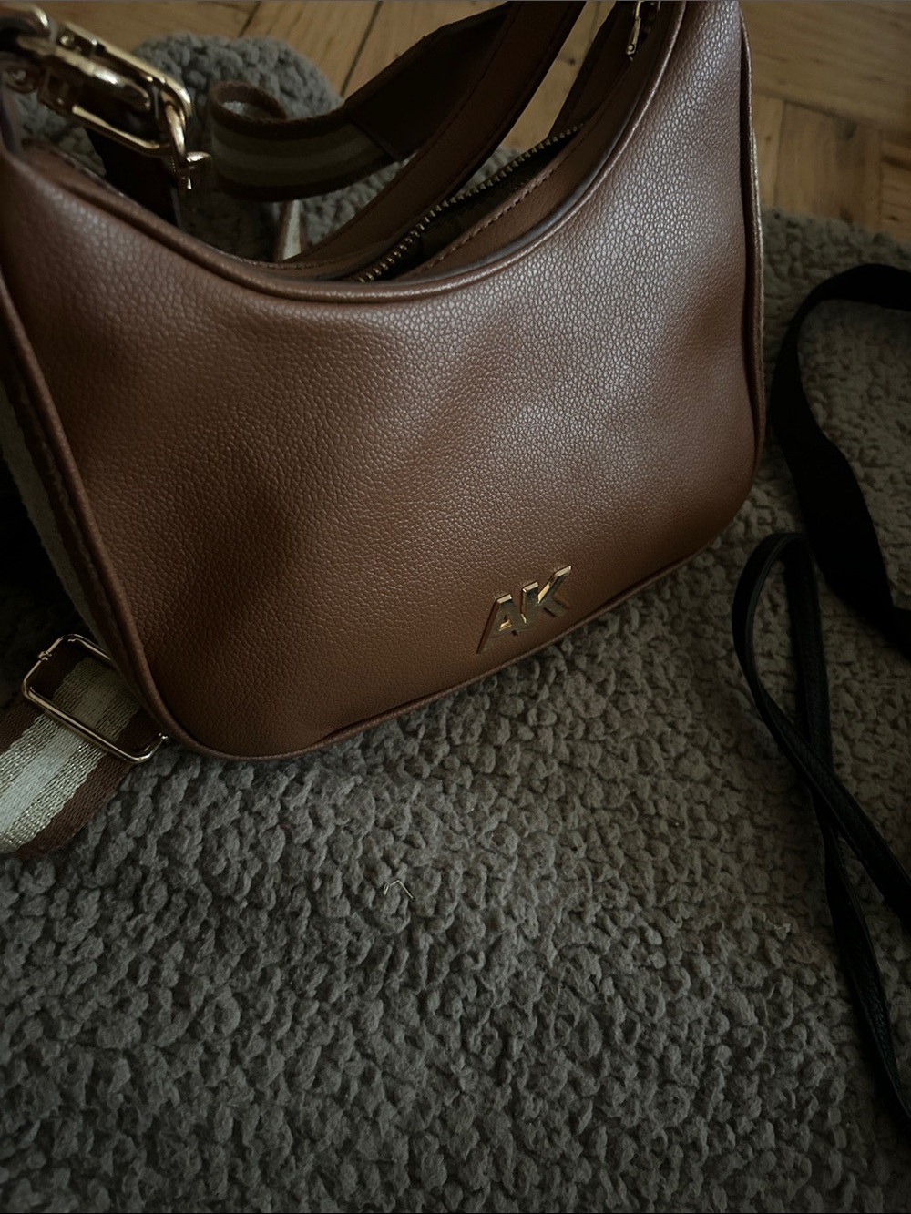 Brown Leather Crossbody Bag with Gold Hardware